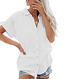 Knopfverschluss, V-Ausschnitt, Farbblock, Manschettenärmel. Knopfleiste vorne zum Einstellen des V-Ausschnitts und angenehm zu tragen.