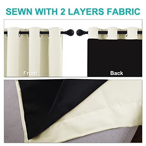 Image of NICETOWN Cold Reducing Curtains, Kitchen Short Full Blackout Curtain Panels, Great Job for Blocking Light, Complete Blackout Draperies with Black Liner for Night Shift (Beige, Set of 2, 37 by 63-inch)