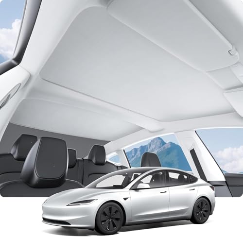 R-timer Pare-Soleil de Toit pour Tesla Model 3 S X Y 2015-2022, Pliable Maille de Toit Panoramique Protection UV Isolation Thermique Intérieur Accessoire,