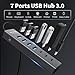 4Ft 7-Port USB Hub 3.0 for Desktop, 4 USB-A & 3 USB-C Ports Aluminium 5Gbps USB Extender Hub, USB Splitter, USB Hub Long Cable for Desktop, PC, Flash Drive, Mobile HDD SSD, Windows/XPS