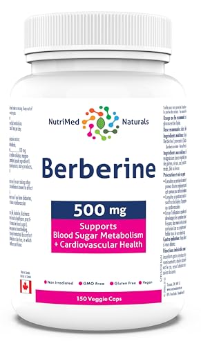 Berberine 150 vcaps - Supports Blood Sugar Metabolism + Cardiovascular Health - Formulated and made in Canada by Nutrimed Naturals; Nutrition, Nature & You