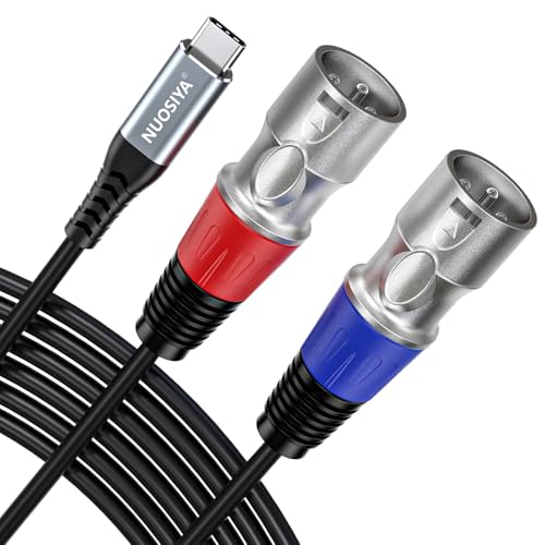 USB C to Dual XLR Male Audio Cable, 32Bit/384Khz USB Type C to 2 XLR Male Adapter Stereo Power Amplifier Cable for Connecting Smartphones USB C to Active Speaker, Laptops,Mixer Console (2M/ 6.6FT)