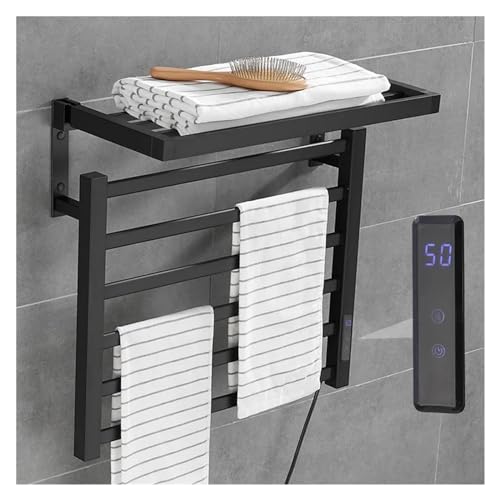 Toallero eléctrico de 1/2 Capas, Dispositivo de Secado rápido para Inodoro con Temperatura Constante, radiador Calefactor para baño (2 Layers Black Right)
