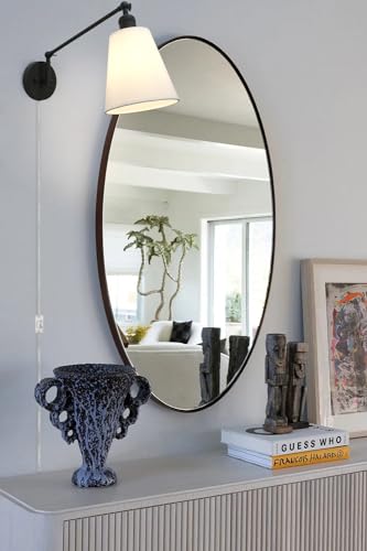 Image of PERMO Retro Swing Arm Wall Sconce Plug in Wall Lamp Black Single Sconce with White Fabric Shade Wall Light Fixture for Bedroom Living Room Office