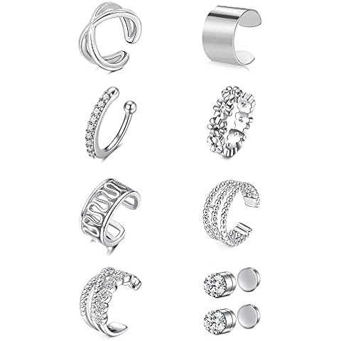 JFORYOU Ear Cuff for Women Non-Piercing Clip On Cartilage Helix Wrap Earrings Magnetic Fake Helix Conch Ear Stud Cover