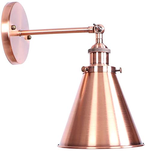 SARUEL Wall Sconce,Wall Industrial Adjustable with Funnel Shade E27 Wall Sconce for Home Bar Bedroom Shop Decoration/Brass
