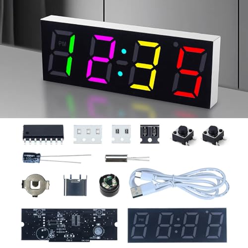 ETAxopowo DIY Electronic Clock kit SMD Soldering Project RGB led Display 12 H/ 24 H System