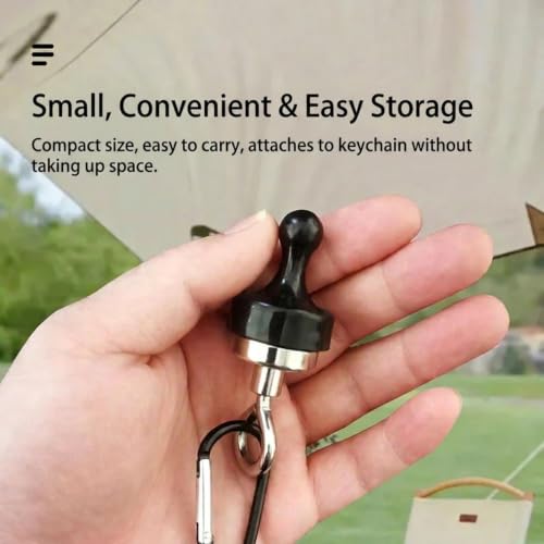 FILWY Magnetic Camping Hooks with Aluminum D-Ring Carabiner, Strong Magnet for Tent Canopy, Portable Lightweight Gear Hanger for Outdoor, RV, and Garage Storage (Large Size Emerald Green) - Image 2