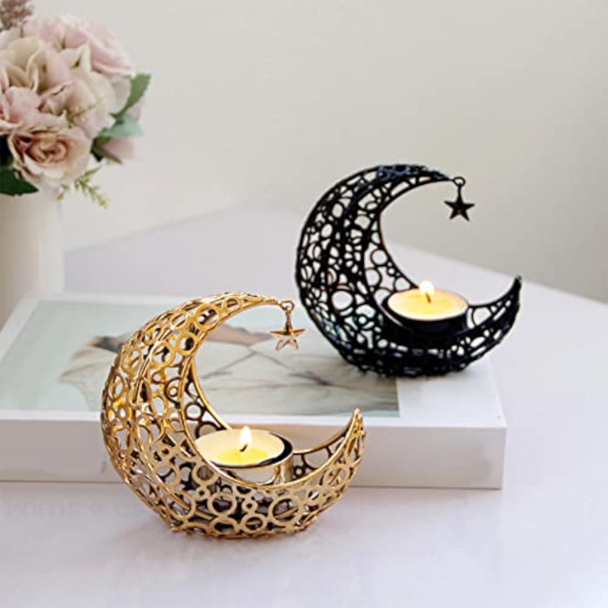 2x Eid Moon Star Candlestick Party Decor Gift
