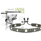 Ganzoo EM Keramik Hundehalsband aus Paracord 550, olivgrün, Größe S 33-42 cm, handgeflochtenes Zierhalsband mit Kordelstopper, mit EM Pipes und Zierperlen
