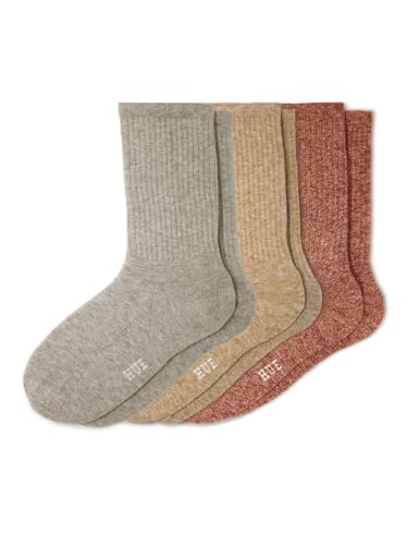Image of HUE Women's Casual Ribbed Must-have Crew Lightweight Athletic Socks 3 Pair Pack