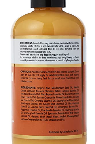 image for Cosmetasa Hot Cream Massage Gel - Natural and 87% Organic Cellulite Cr