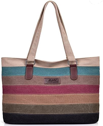 Scioltoo Women's Tote Bag 13 Inch Laptop Handbag Shoulder Bag Multi-color Canvas Tote Bags Top Handle Satchel Handbags Suitable for Work and Shopping C-Multi Color