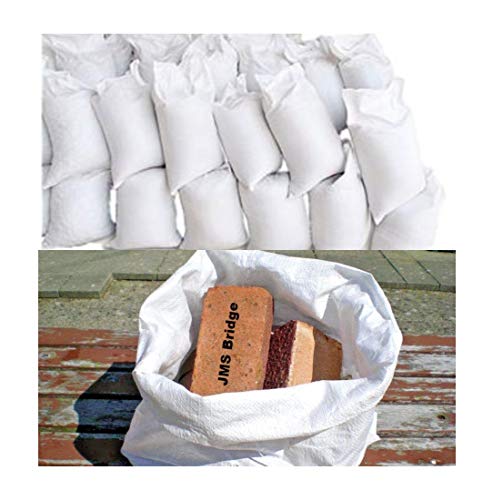 100 bolsas de polipropileno de doble costura, resistentes, color blanco, para sacos de arenaTamaño:55 cm x 85 cm.Capacidad de carga:75 kg aprox (paquete de 100 bolsas).