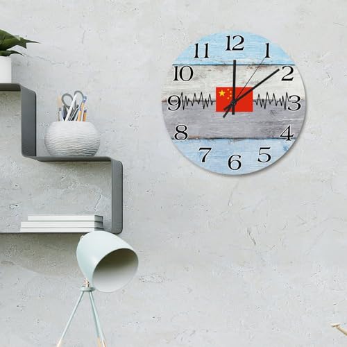 Horloge murale drapeau Chine 38 cm pour salon et chambre zen