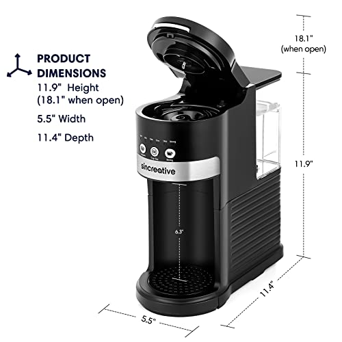 Sincreative Single Serve Coffee Maker, 2 In 1 Single Cup Coffee Makers For K Cup Pod Or Ground Coffee, Compact Coffee Machine With Strong Brew Button, 6 To 14Oz Brew Sizes, Gifts For Mom Dad Women Men #TOP4