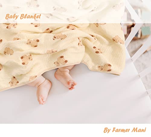 Image of Baby Fleece Blanket for Boys Girls, Double-Sided Minky Muslin Blankets with Dotted Backing, Nursery Newborn Bed Blanket, 39 x 43 Inches (Bear)