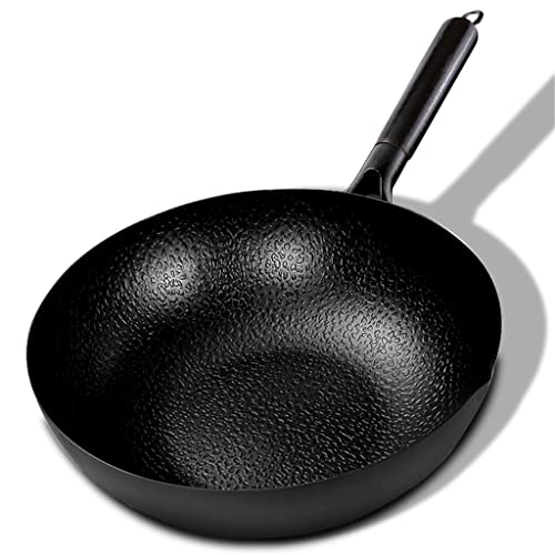 Sartén Wok, Sartén De Fondo Plano, Sartén De Fondo Plano, Wok De Hierro Fundido para Estufa Eléctrica, Cocina De Inducción Y Estufa De Gas (Color : A, Size : 32cm)