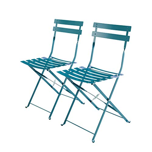 Lot de 2 chaises de jardin bistrot pliables en acier sweeek - 2