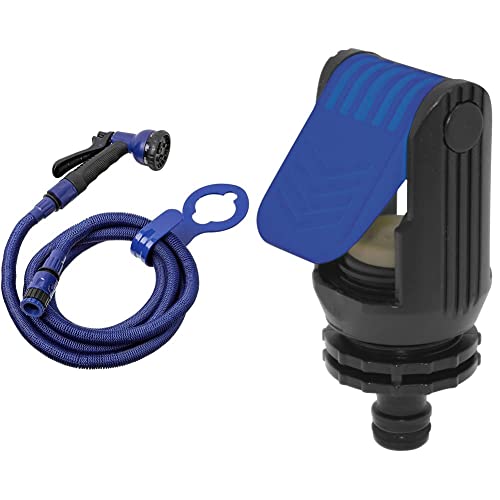 Tatay Kit Manguera Extensible Superflex de 7.5 m, Ligera, Pistola de Riego de 8 Posiciones + Aqua Control C2025 - Adaptador universal para grifos sin rosca