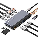 【Carga Súper Rápida e Internet Estable】 Este adaptador multipuerto USB-C permite cargar tu laptop con una potencia de hasta 100W mientras conectas múltiples dispositivos externos simultáneamente. El puerto PD de 100W ofrece carga continua para dispositivos USB-C de hasta 87W (sin función de transferencia de datos/salida de video). Conéctate a internet al instante y disfruta de velocidades de conexión de hasta 1 Gbps. Las luces LED indican una conexión a internet válida.