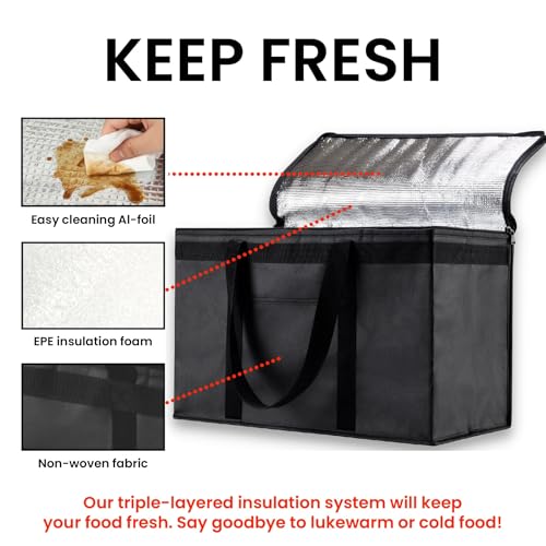 Image of NZ home Insulated Bags for Food Delivery (2XL) Grocery Shopping Cooler Bag, Pizza Delivery, Hot & Cold Catering Tote, Reusable, Foldable & Heavy Duty (Blue)
