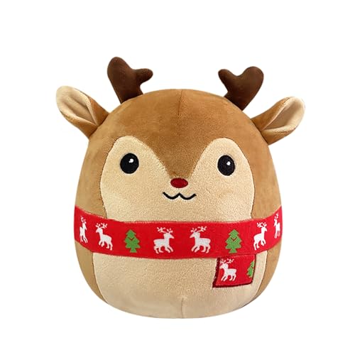 COSORO 20cm Noël Peluches Rennes,Oreiller Peluche Doux Mignon,Kawaii Peluche Animaux Jouets Doux à Câliner,Oreiller Jouets Peluches Cadeaux Anniversaire Enfants Noel Jouet Décoration pour Maison