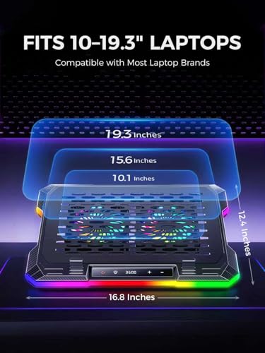 Image of ChillCore 2 Detachable Fans RGB Gaming Laptop Cooling Pad, Rapid Cooling for 15.6-19.3 inch Laptops, Variable Speed Control, 8 Adjustable Heights - K6 RGB