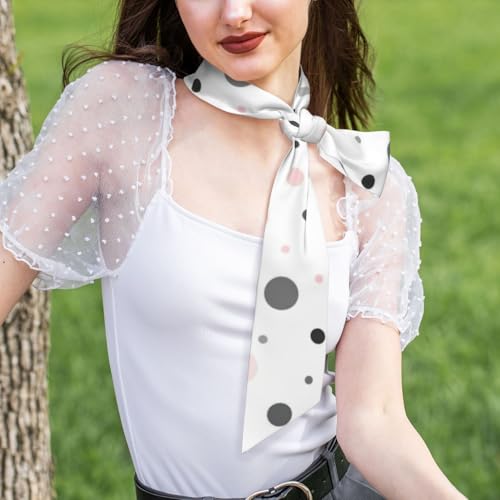 Red Gray White Modern Polka Dot Graphics Print Head Scarf for Women - Smooth, Breathable & Lightweight - Hair Wrap, Scarf4