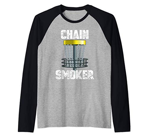 Chain Smoker Disc Golf Frisbee Throwing Gift Camiseta Manga Raglan