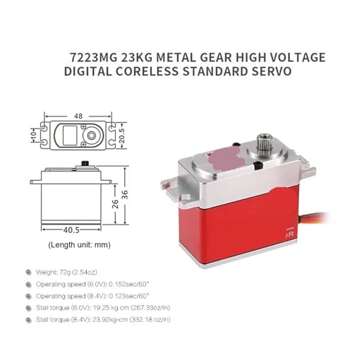 Servomoteur numérique creux 7223MG 8,4V servo engrenage métal 23kg pour modélisme - 2