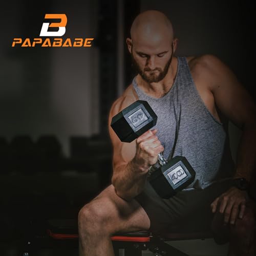 papababe Dumbbell Set Rubber Encased Hex Dumbbell Free Weights Home Weight Set (A Pair of 5 8 10 12 15 LB Dumbbell NO Rack)