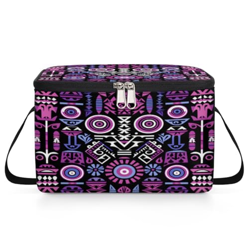 GzLeyigou Lunch Bags for Women Men 9 Cans,National Ornament Decoration Hot & Cold Food Delivery Bag Insulated Grocery Bag Insulated Lunch Box Abstract Pattern Cooler Bag for Office Work Picnic Beach