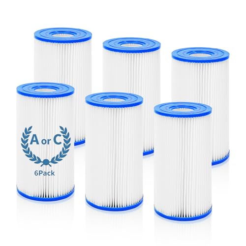 KGC Filtre Piscine Type A/C, Lot de 6 Cartouches filtrantes Compatible avec Intex 29000E/59900E pour piscines et spas Hors Sol Cartouche filtrante Pumpools