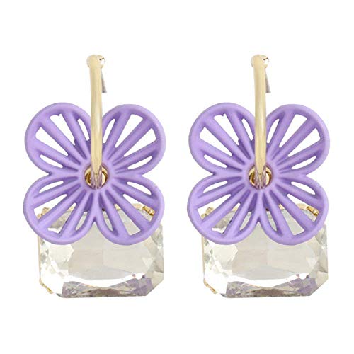 Pendientes colgantes morados antialérgicos y ligeros de flores
