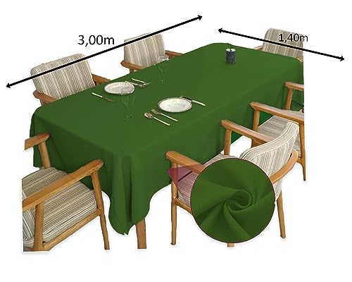 Toalha de Mesa 10 Lugares Tecido Rústico Texturizado Quadrada 3,00m x 1,40m (Verde)