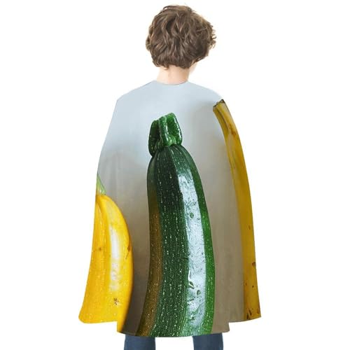 ZLFDSKGY Capes double face imprimées courgettes et bananes pour Halloween, costumes de cosplay, cape pour fête de vacances, soirée, fête, femme et homme