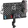 PEGZONE Modular Headphone and Controller Holder for Game, Clamp-on Pegboard, Rotatable Controller Stand with Cable Hooks, Gaming Accessory for Xbox PS5 PS4 Nintendo Switch, 3Pcs Pegboard, Black