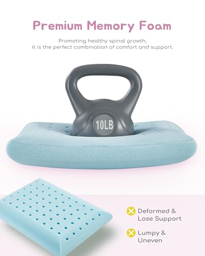 Image of Toddler Pillow, Adjustable Memory Foam Small Pillow for Toddler 2 Years & Above, 13 inch x 18 inch Mini Size for Kid Sleeping, Napping or Traveling, Washable No Zipper Pillowcase, Pink