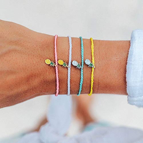 Pura Vida Silver or Gold Pineapple Enamel Charm Bracelet - Adjustable Band, 100% Waterproof4