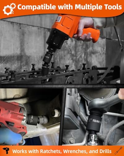 Image of Impact Universal Joint-Socket Swivel Set, 3 Piece | 1 /4 inch, 3 /8 inch, 1 /2 inch Drive Socket Extension Set, Cr-Mo Steel Universal Joint Adapter