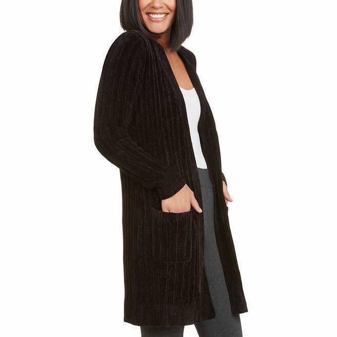 Matty M Women's Chenille Ribbed Cardigan, Black, XXL2