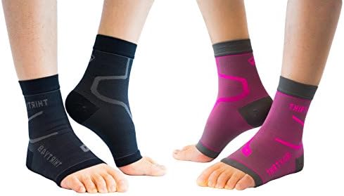 Thirty48 Plantar Fasciitis Socks, 20-30 mmHg Foot Compression Sleeves for Ankle/Heel Support, Increase Blood Circulation, Relieve Arch Pain, Reduce Foot Swelling (Black & Pink (2 Pairs), Small)