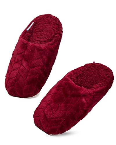 Snoozies Women's Chevron Scuff Slippers - Indoor Fuzzy Slippers with Non-Skid Sole, Cozy Comfort for Women