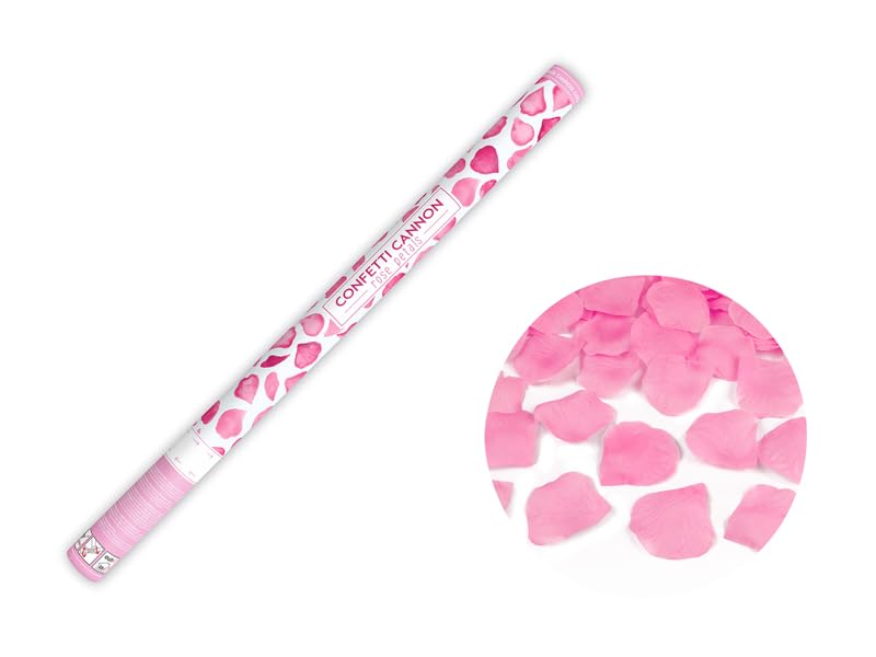 36x Konfettikanone mit Rosenblättern, rosa, 80cm