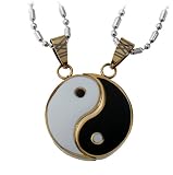 R.H. Jewelry Mens Womens Lovers Couple Stainless Steel Yin Yang Two Piece Pendant Necklace Set