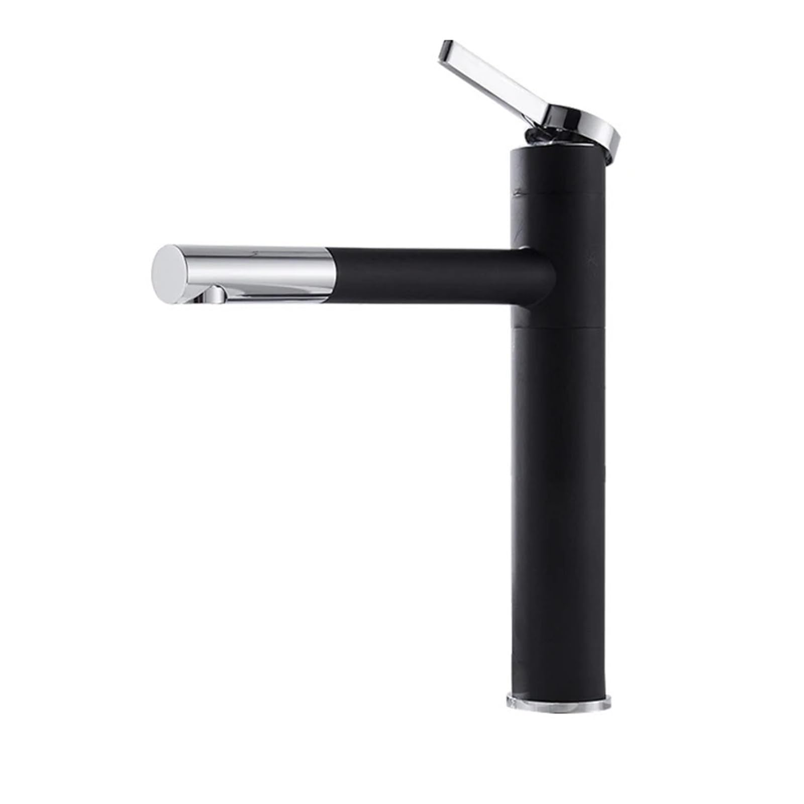 JVDDI Bathroom Faucets High Basin Mixer Sink Water Tap Hot Cold Rotating Tapware Crane Brass(Black Silver Faucet)