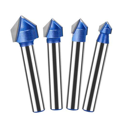 Precisions 90 Degree V Shape Router Bits Set of 4 for Woodworking Applications Carving Grooving Milling Cutter Tools Woodworking Tool