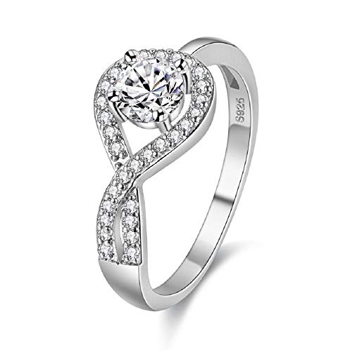 Uloveido Teardrop Shape Hollow Swirl Infinity Rings Round Cubic Zirconia Wedding Engagement Rings WX022