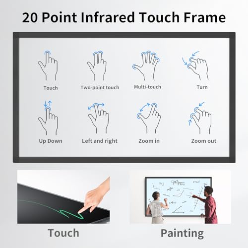 Image of 32 Inch 20 Points Infrared Touch Frame, Interactive USB Interface IR Touch Screen Overlay Use, Driver Free Intelligent, Suitable for Digital Signage
